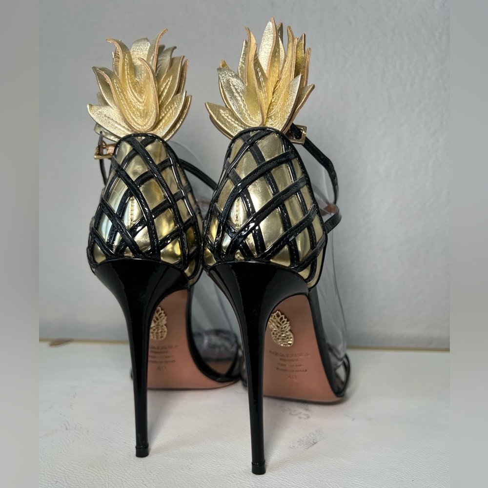 Aquazzura Pina Colada pineapple stiletto sandals patent leather size 40
